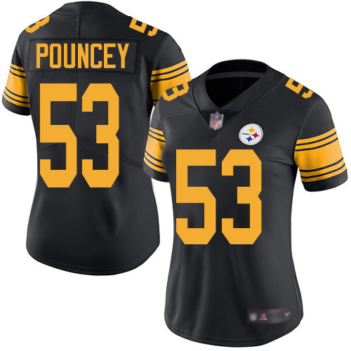 Women Pittsburgh Steelers Football 53 Limited Black Maurkice Pouncey Rush Vapor Untouchable Nike NFL Jersey